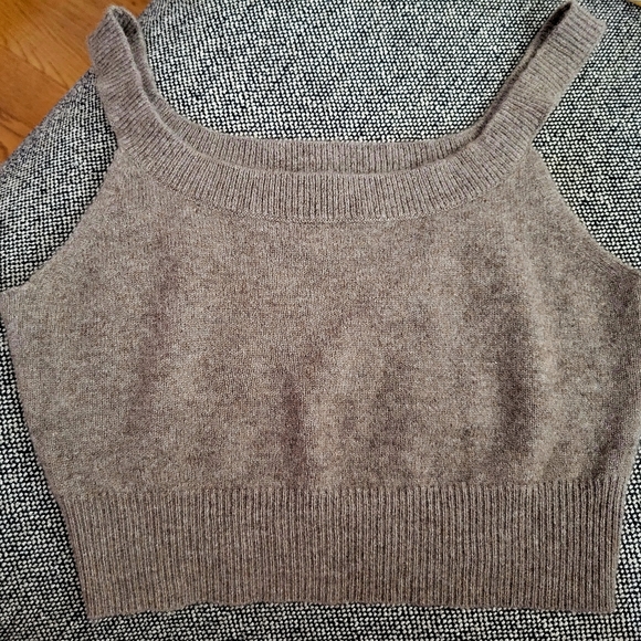 Reformation Cropped Cashmere Brown Top - Picture 2 of 6